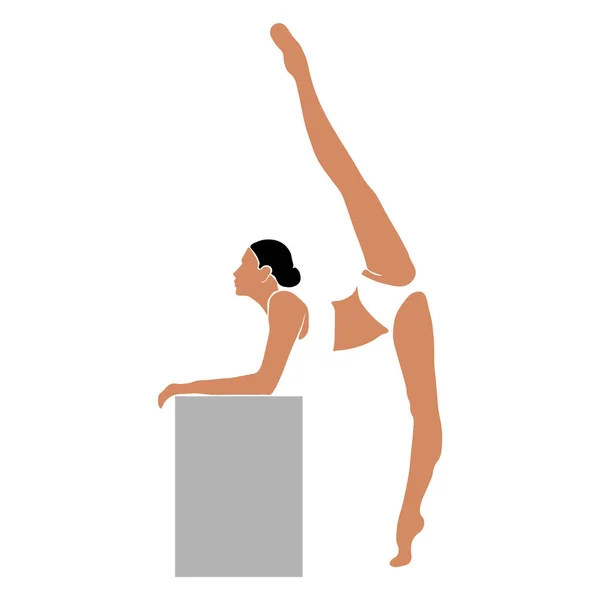 Pose Seorang Gadis Yang Melakukan Yoga Peregangan Ilustrasi Vektor Dalam - Stok Vektor