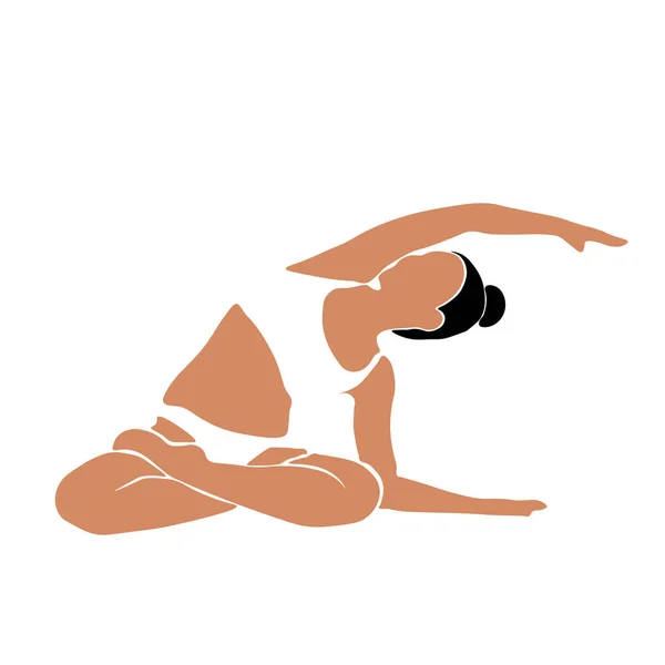 Pose Una Chica Que Hace Yoga Estirándose Ilustración Vectorial Diseño — Archivo Imágenes Vectoriales