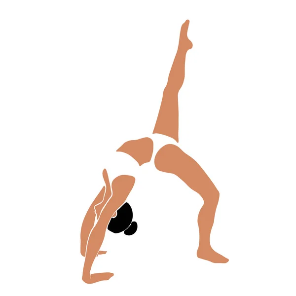 Pose Van Een Meisje Dat Yoga Doet Stretching Vector Illustratie — Stockvector