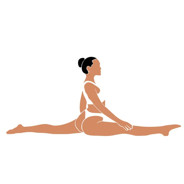 Pose Girl Who Does Yoga Stretching Vector Illustration Flat Design — Stock Vector