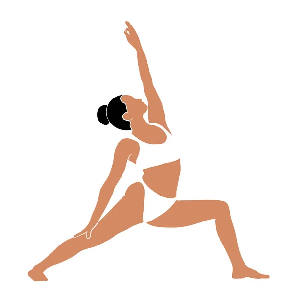 Pose Une Fille Qui Fait Yoga Étirant Illustration Vectorielle Plan — Image vectorielle