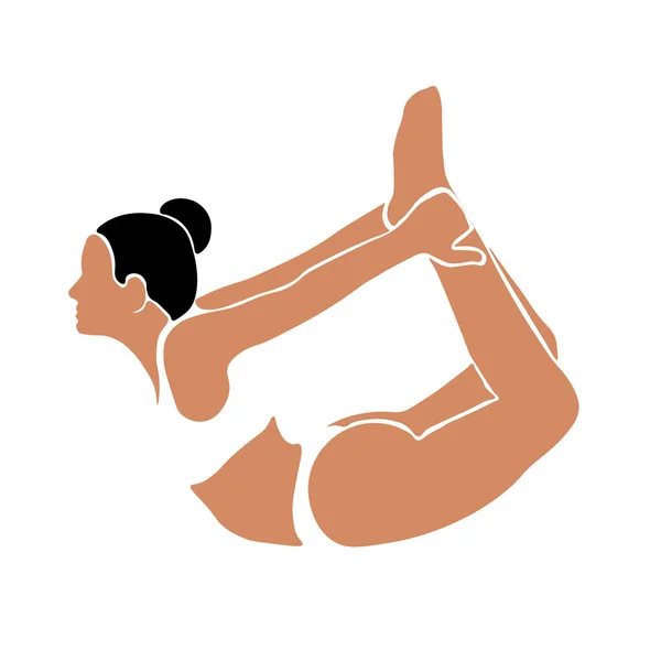 一个做瑜伽的女孩的姿势 伸展着 白色背景平面设计中的矢量图解 — 图库矢量图片