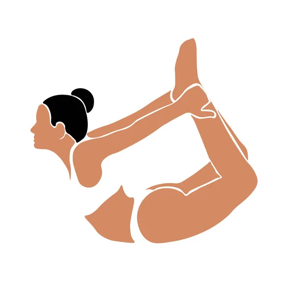 Pose Une Fille Qui Fait Yoga Étirant Illustration Vectorielle Plan — Image vectorielle