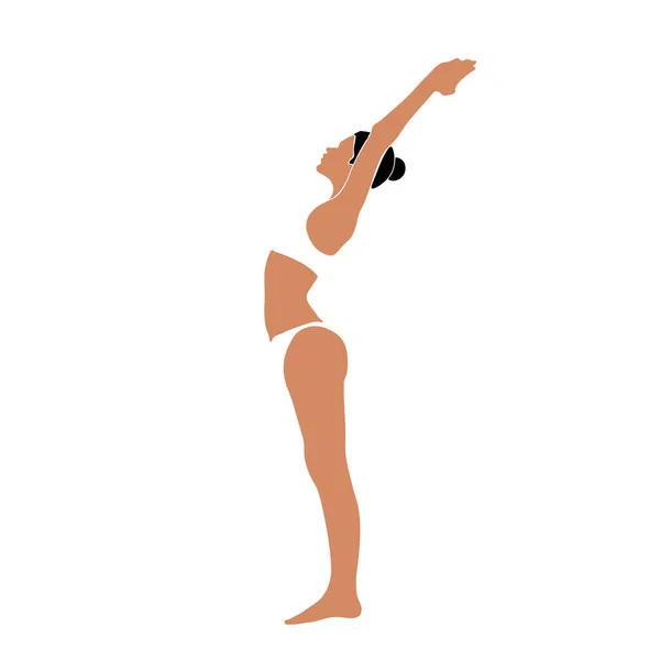Pose Seorang Gadis Yang Melakukan Yoga Peregangan Ilustrasi Vektor Dalam - Stok Vektor