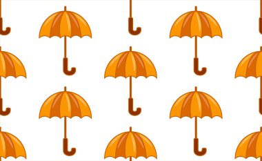 Beyaz arka planda düz bir şekilde kusursuz bir şemsiye deseni. Vektör illüstrasyonu.