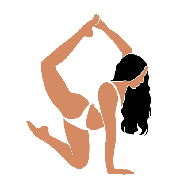 Pose Una Chica Que Hace Yoga Estirándose Ilustración Vectorial Diseño — Vector de stock