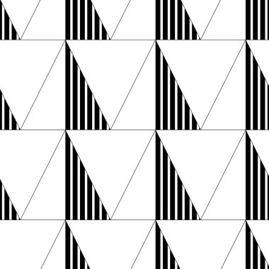 Beyaz arkaplanda üçgen olan soyut geometrik desen. Kusursuz bir vektör arka planı. Grafiksel modern model. Beyaz ve siyah desen.