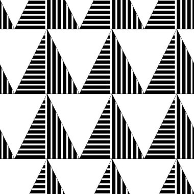 Abstract geometric pattern with triangle and stripes on white background. A seamless vector background. Graphic modern pattern. White and black pattern.