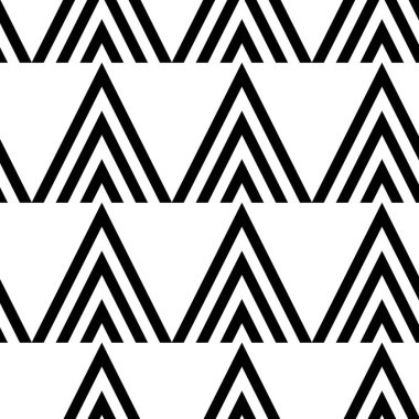 Beyaz arkaplanda üçgen olan soyut geometrik desen. Kusursuz bir vektör arka planı. Grafiksel modern model. Beyaz ve siyah desen.