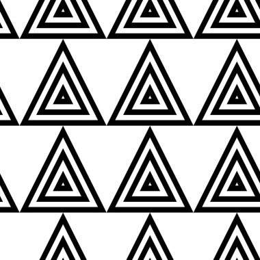 Beyaz arkaplanda üçgen olan soyut geometrik desen. Kusursuz bir vektör arka planı. Grafiksel modern model. Beyaz ve siyah desen.