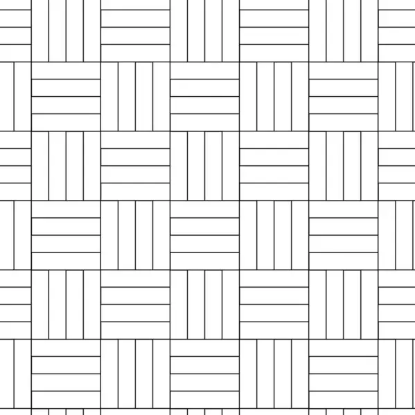 Kareler, çizgiler ve çizgilerle soyut geometrik desen. Kusursuz vektör arkaplanı. Beyaz ve siyah süs. Modern grafik tasarımı.