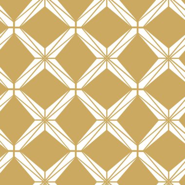 Haçlı, çizgili, çizgili soyut geometrik desen. Kusursuz vektör arkaplanı. Beyaz ve altın çiçekli süs. Modern retiküle grafik tasarımı.