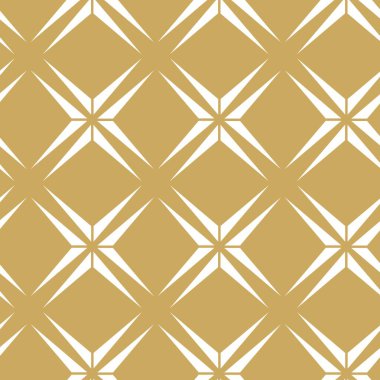Haçlı, çizgili, çizgili soyut geometrik desen. Kusursuz vektör arkaplanı. Beyaz ve altın çiçekli süs. Modern retiküle grafik tasarımı.