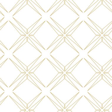 Haçlı, çizgili, çizgili soyut geometrik desen. Kusursuz vektör arkaplanı. Beyaz ve altın çiçekli süs. Modern retiküle grafik tasarımı.