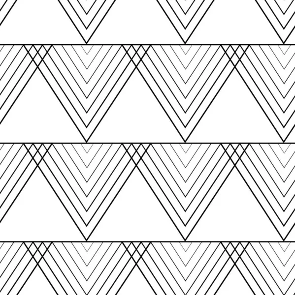 Üçgenleri, çizgileri ve çizgileri olan soyut geometrik desen. Kusursuz vektör arkaplanı. Beyaz ve siyah süs. Modern retiküle grafik tasarımı.