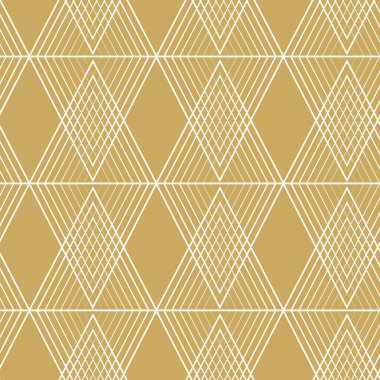 Üçgenleri, çizgileri ve çizgileri olan soyut geometrik desen. Kusursuz vektör arkaplanı. Beyaz ve altın süs. Modern retiküle grafik tasarımı.