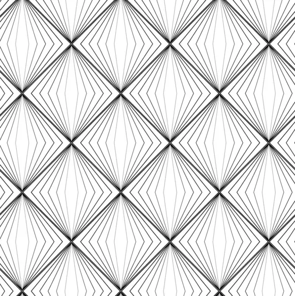 Çizgili ve çizgili soyut geometrik desen. Kusursuz vektör arkaplanı. Beyaz ve siyah süs. Modern retiküle grafik tasarımı.