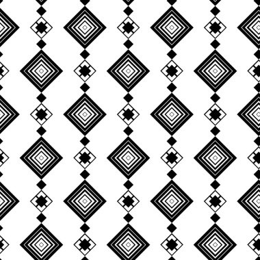 Zincirli, çizgili, çizgili soyut geometrik desen. Kusursuz vektör arkaplanı. Beyaz ve siyah süs. Modern retiküle grafik tasarımı.
