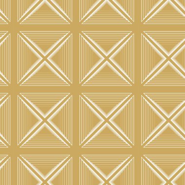 Üçgenleri, çizgileri ve çizgileri olan soyut geometrik desen. Kusursuz vektör arkaplanı. Beyaz ve altın süs. Modern retiküle grafik tasarımı.