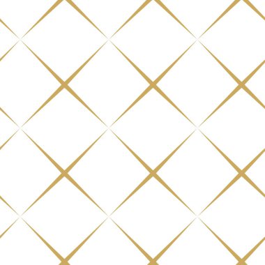 Haçlı, çizgili, çizgili soyut geometrik desen. Kusursuz vektör arkaplanı. Beyaz ve altın süs. Modern retiküle grafik tasarımı.