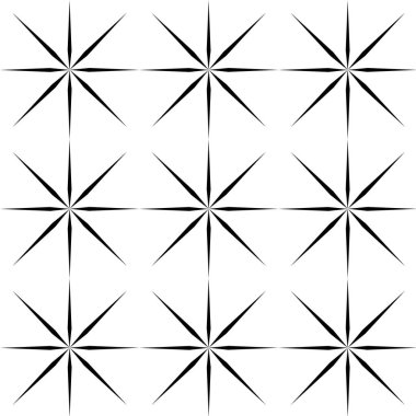 Haçlı, çizgili, çizgili soyut geometrik desen. Kusursuz vektör arkaplanı. Beyaz ve siyah çiçek süsü. Modern retiküle grafik tasarımı.