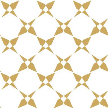 Çizgili ve çizgili soyut geometrik desen. Kusursuz vektör arkaplanı. Beyaz ve altın çiçekli süs. Modern retiküle grafik tasarımı.