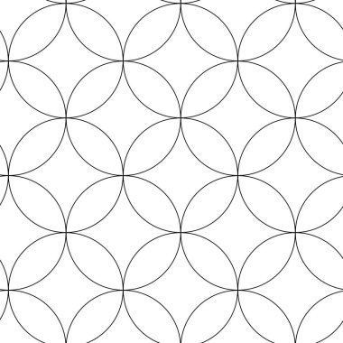 Dairesel, çizgili, çizgili, soyut geometrik desen. Kusursuz vektör arkaplanı. Beyaz ve siyah süs. Modern retiküle grafik tasarımı.