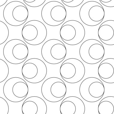 Dairesel, çizgili, çizgili, soyut geometrik desen. Kusursuz vektör arkaplanı. Beyaz ve siyah süs. Modern retiküle grafik tasarımı.