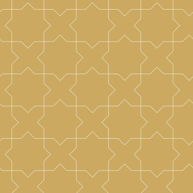 Haçlı, çizgili, çizgili soyut geometrik desen. Kusursuz vektör arkaplanı. Beyaz ve altın süs. Modern retiküle grafik tasarımı.