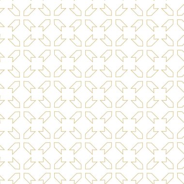 Haçlı, çizgili, çizgili soyut geometrik desen. Kusursuz vektör arkaplanı. Beyaz ve altın süs. Modern retiküle grafik tasarımı.
