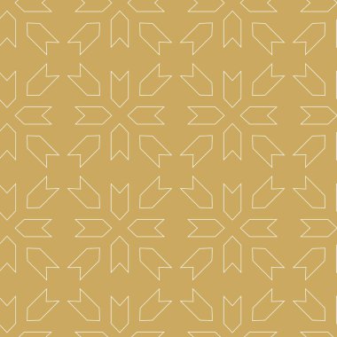 Haçlı, çizgili, çizgili soyut geometrik desen. Kusursuz vektör arkaplanı. Beyaz ve altın süs. Modern retiküle grafik tasarımı.
