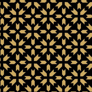 Haçlı, çizgili, çizgili soyut geometrik desen. Kusursuz vektör arkaplanı. Siyah ve altın süs. Modern retiküle grafik tasarımı.