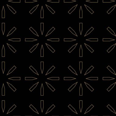 Haçlı, çizgili, çizgili soyut geometrik desen. Kusursuz vektör arkaplanı. Siyah ve altın süs. Modern retiküle grafik tasarımı.