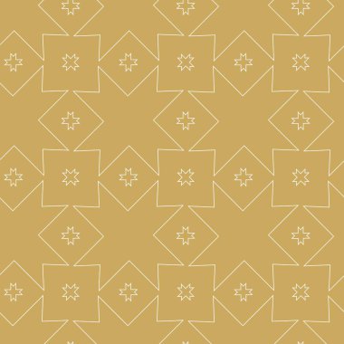 Haçlı, çizgili, çizgili soyut geometrik desen. Kusursuz vektör arkaplanı. Beyaz ve altın süs. Modern retiküle grafik tasarımı.