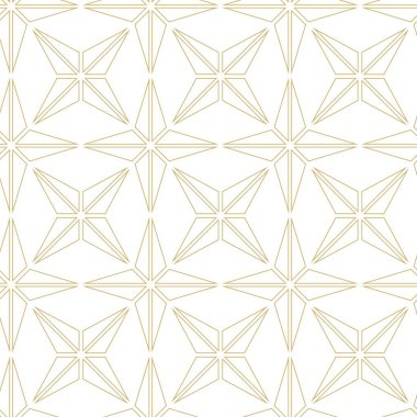 Haçlı, çizgili, çizgili soyut geometrik desen. Kusursuz vektör arkaplanı. Beyaz ve altın süs. Modern retiküle grafik tasarımı.