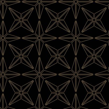 Haçlı, çizgili, çizgili soyut geometrik desen. Kusursuz vektör arkaplanı. Siyah ve altın süs. Modern retiküle grafik tasarımı.