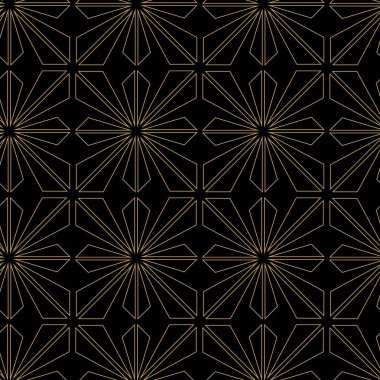Haçlı, çizgili, çizgili soyut geometrik desen. Kusursuz vektör arkaplanı. Siyah ve altın süs. Modern retiküle grafik tasarımı.