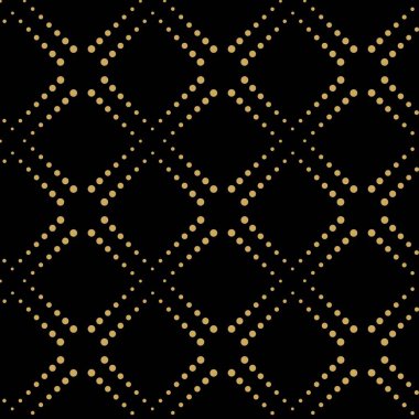 Dairesel, haçlı, çizgili, çizgili soyut geometrik desen. Kusursuz vektör arkaplanı. Siyah ve altın süs. Modern retiküle grafik tasarımı.