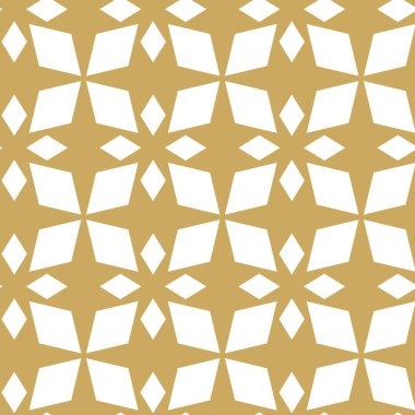 Haçlı, çizgili, çizgili soyut geometrik desen. Kusursuz vektör arkaplanı. Beyaz ve altın süs. Modern retiküle grafik tasarımı.