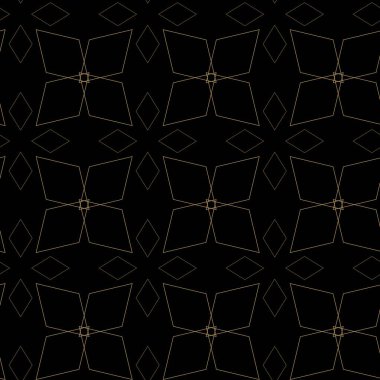 Haçlı, çizgili, çizgili soyut geometrik desen. Kusursuz vektör arkaplanı. Siyah ve altın süs. Modern retiküle grafik tasarımı.