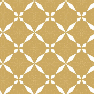 Haçlı, çizgili, çizgili soyut geometrik desen. Kusursuz vektör arkaplanı. Beyaz ve altın süs. Modern retiküle grafik tasarımı.