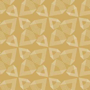 Haçlı, çizgili, çizgili soyut geometrik desen. Kusursuz vektör arkaplanı. Beyaz ve altın süs. Modern retiküle grafik tasarımı.