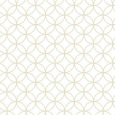 Dairesel, haçlı, çizgili, çizgili soyut geometrik desen. Kusursuz vektör arkaplanı. Beyaz ve altın süs. Modern retiküle grafik tasarımı.