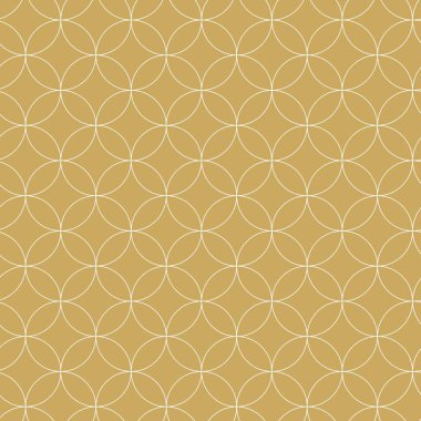 Dairesel, haçlı, çizgili, çizgili soyut geometrik desen. Kusursuz vektör arkaplanı. Beyaz ve altın süs. Modern retiküle grafik tasarımı.