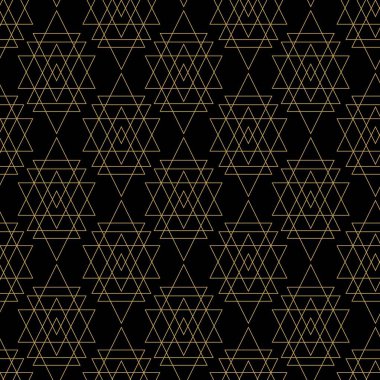 Soyut geometrik desen, beyaz arka planda üçgen, çizgiler ve çizgiler. Kusursuz bir vektör arka planı. Grafiksel modern model. Siyah ve altın desenli.