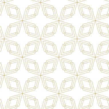 Haçlı, çizgili, çizgili soyut geometrik desen. Kusursuz vektör arkaplanı. Beyaz ve altın süs. Modern retiküle grafik tasarımı.