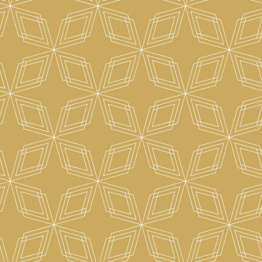 Haçlı, çizgili, çizgili soyut geometrik desen. Kusursuz vektör arkaplanı. Beyaz ve altın süs. Modern retiküle grafik tasarımı.