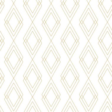 Haçlı, çizgili, çizgili soyut geometrik desen. Kusursuz vektör arkaplanı. Beyaz ve altın süs. Modern retiküle grafik tasarımı.