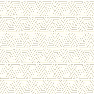 Haçlı, çizgili, çizgili soyut geometrik desen. Kusursuz vektör arkaplanı. Beyaz ve altın süs. Modern retiküle grafik tasarımı.