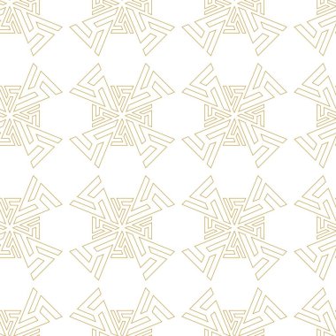 Haçlı, çizgili, çizgili soyut geometrik desen. Kusursuz vektör arkaplanı. Beyaz ve altın süs. Modern retiküle grafik tasarımı.